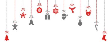 Renkli Noel dekorasyonu asılı. Vektör