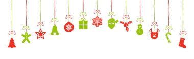Renkli Noel dekorasyonu asılı. Vektör