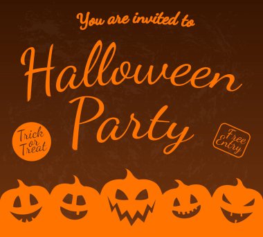 Siluet ile kabak daveti Cadılar Bayramı partisi için. Vektör.