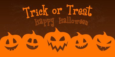 Cadılar Bayramın kutlu olsun - kabaklar silueti ile banner. Vektör.