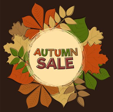 Elle çizilmiş poster sonbahar Satılık. Vektör.