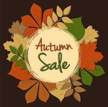 Elle çizilmiş poster sonbahar Satılık. Vektör.