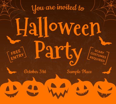 Cadılar Bayramı partisi için korkutucu davet. Vektör.