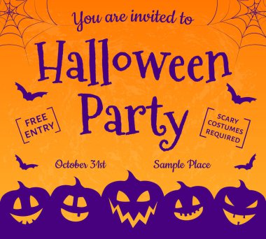 Cadılar Bayramı partisi - korkutucu poster için davet. Vektör.