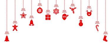 Noel süslemeleri asma afiş. Vektör.