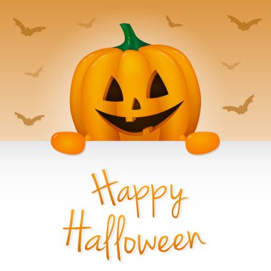 Cadılar Bayramın kutlu olsun - 3d kabak dileklerimle. Vektör.