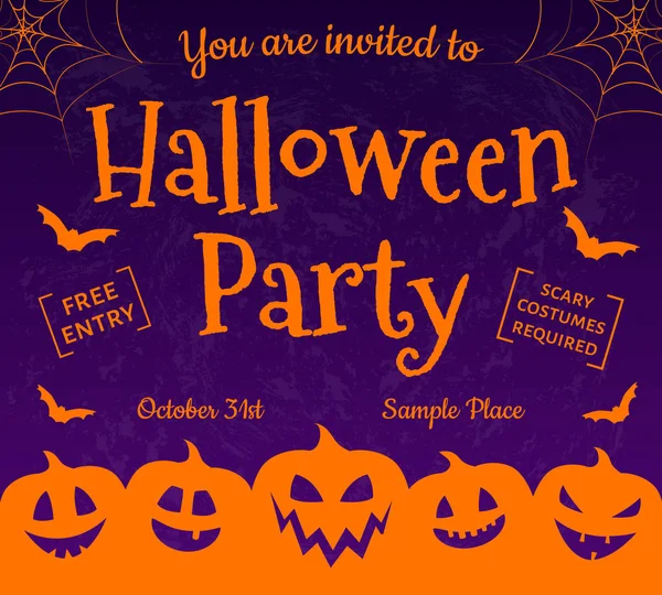 Invitation Effrayante Pour Fête Halloween Vecteur — Image vectorielle