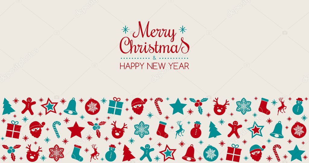 Merry Christmas - vintage christmas decoration with wishes. Vector.