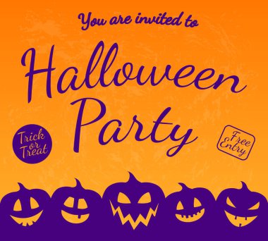 Poster gölgesi kabak - Cadılar Bayramı partisi için davetiye ile. Vektör.