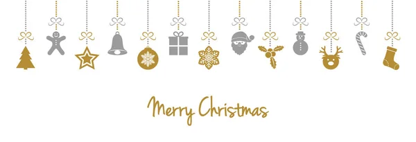Hermosas Decoraciones Colgantes Navidad Con Deseos Tarjeta Vector — Vector de stock