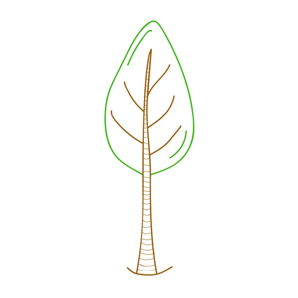 Söt Hand Dras Tecknade Träd Vektor — Stock vektor