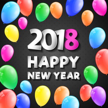 Parlak afiş için mutlu yeni yıl 2018 selamlar ile. Vektör.