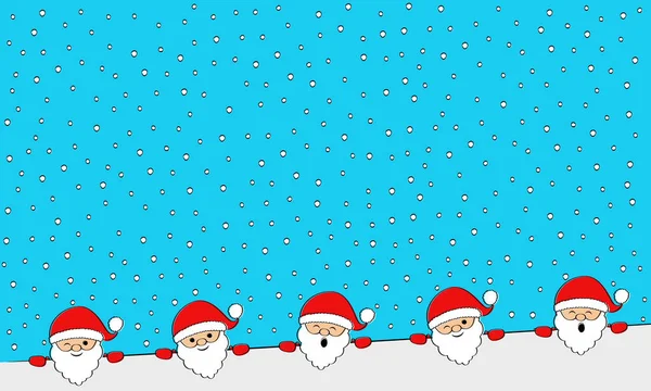 Fundo Natal Com Desenhos Animados Papai Noel Neve Vetor — Vetor de Stock