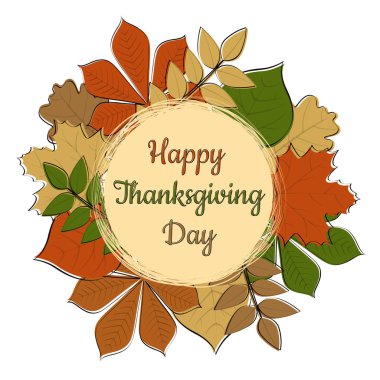 Sonbahar poster Şükran günü için bırakır. Vektör.