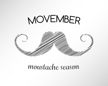 Movember - poster bıyıklı. Vektör.