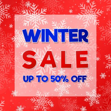 Poster kış indirimi için kar taneleri ile. Vektör.