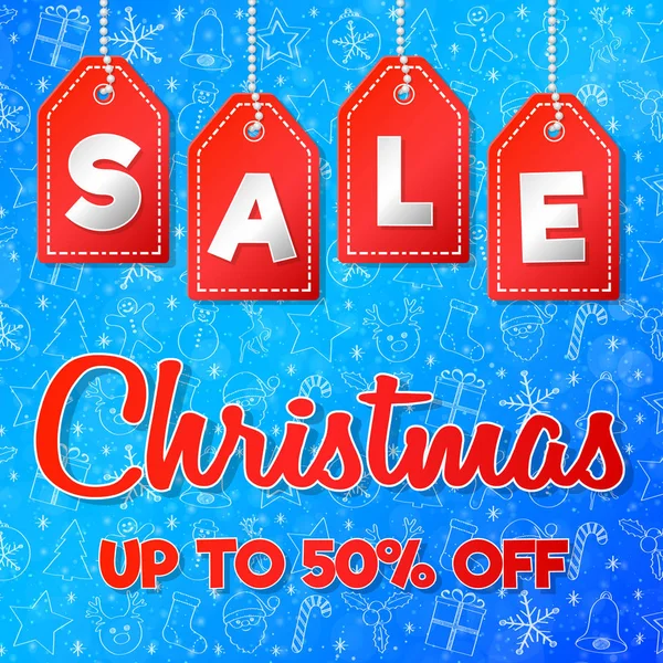 Noel satış - süslemeleri ile banner. Vektör.