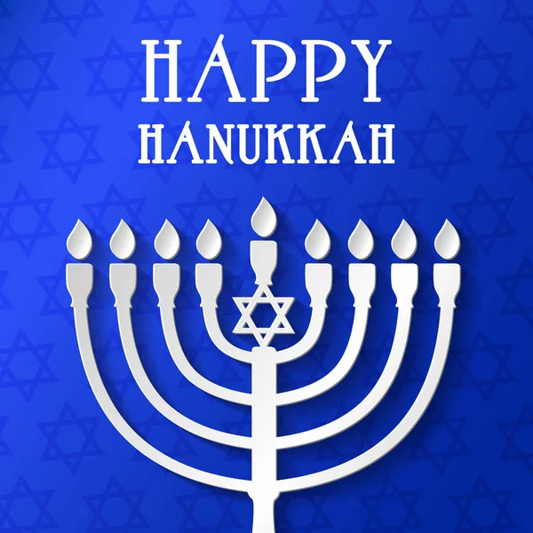 Happy Hanukkah Plakat Mit Menora Vektor — Stockvektor