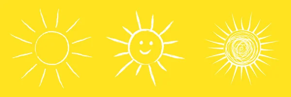 Hand Drawn Sun Collection Cute Icons Vector — Stock Vector