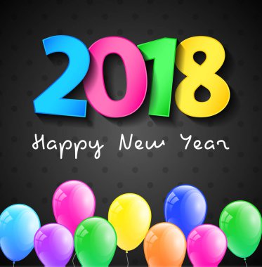 Mutlu yeni yıl - poster balonlar ile. Vektör.