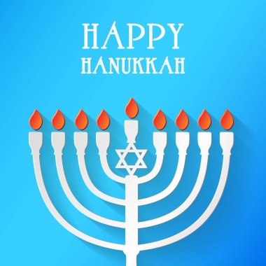 Hanuka - poster yedi Kollu Şamdan ve dilekleri ile. Vektör.
