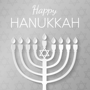 Hanuka - poster yedi Kollu Şamdan ve dilekleri ile. Vektör.