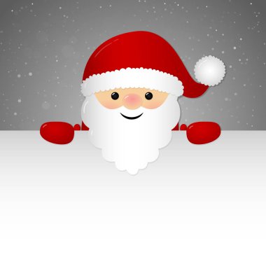 Neşeli Noel Baba Noel için bir kart ile boşaltmak tutan istiyor. Vektör.