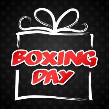 Boxing günü - poster el çekilmiş hediye kutusu ile. Vektör.