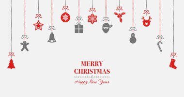 Merry Christmas - dekorasyon asma afiş. Vektör.