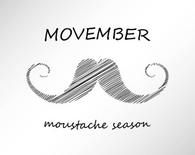 Movember - poster bıyıklı. Vektör. 