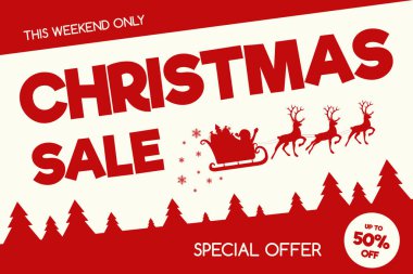 Noel satış - retro tarzı süslemeleri ile afiş. Vektör.