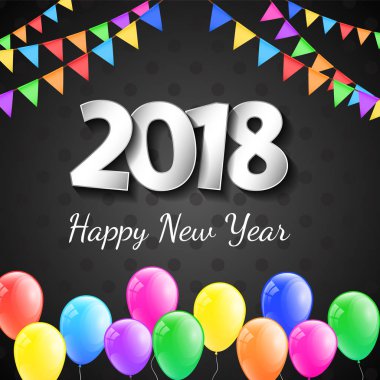 Parlak afiş için mutlu yeni yıl 2018. Vektör.