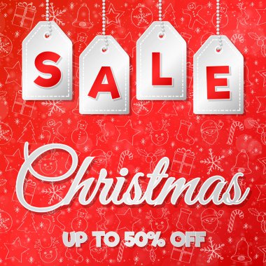 Parlak afiş tasarımı Noel Satılık. Vektör.