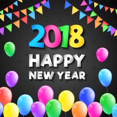 Mutlu yeni yıl - dilek ile kart kavramı. Vektör.