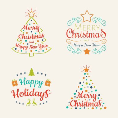 Merry Christmas - süslemeleri arzular ile ayarla. Vektör.