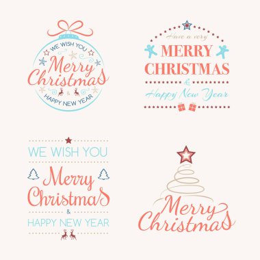 Merry Christmas - süslemeleri arzular ile ayarla. Vektör.