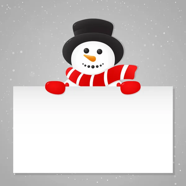 Weihnachtskarte Mit Fröhlichem Schneemann Hintergrund Mit Schneeflocken Und Copyspace Vektor — Stockvektor