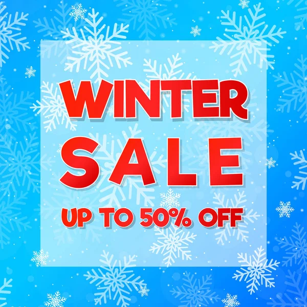 Afiş veya kartı kar taneleri - kış indirimi. Vektör.