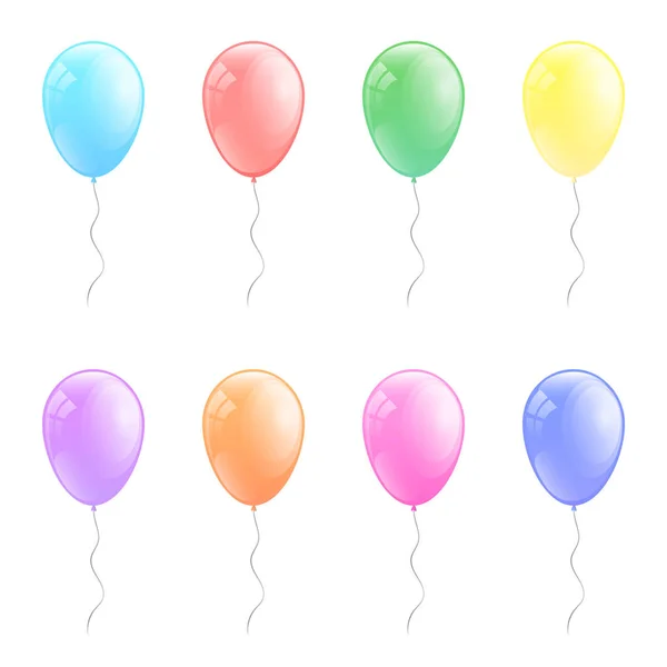 Colección Globos Color Pastel Aislados Sobre Fondo Blanco Vector — Vector de stock