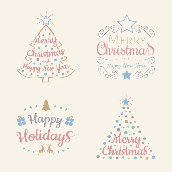 Joyeux Noël Ensemble Décorations Avec Des Souhaits Vecteur — Image vectorielle