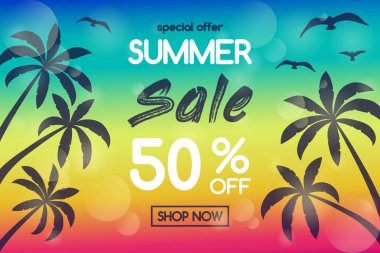 Renkli poster tasarımı yaz Satılık. Vektör.