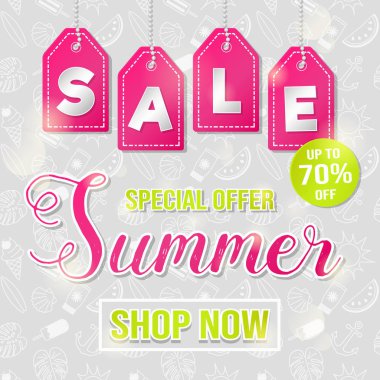 Özel Fırsat - yaz Satılık. Bir poster tasarımı. Vektör.