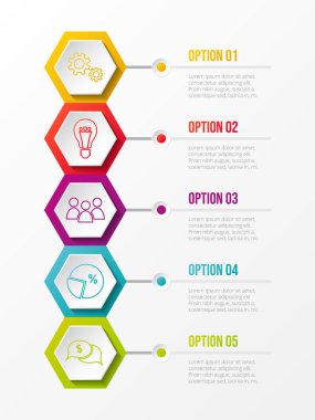 Renkli simgeler ile iş Infographic şablonu. Vektör.