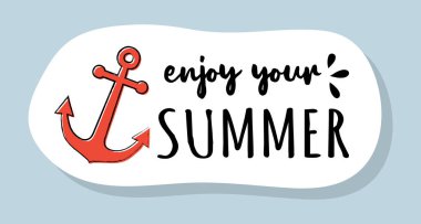 Komik metin ile sevimli yaz simgesi. Vektör.