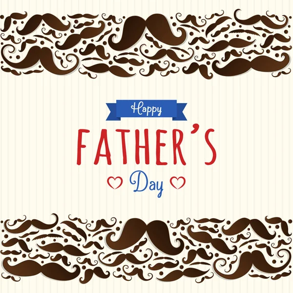 Happy Father Day Funny Poster Set Mustaches Vector — Stock Vector