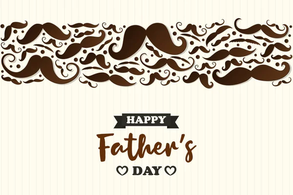 Happy Father Day Cute Poster Mustaches Vector — Stock Vector