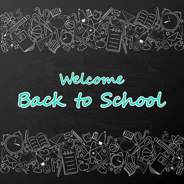 Back School Poster Funny Sketch Text Vector — Stock Vector