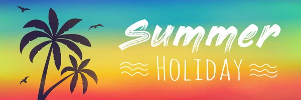 Sommerurlaub Banner Mit Tropischen Palmen Vektor — Stockvektor