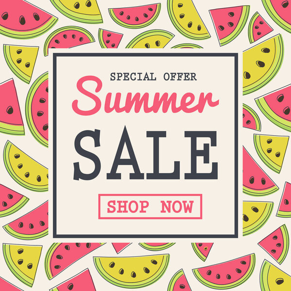 Летняя акция - плакат с дынями и арбузами. Вектор
.