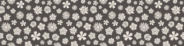 Güzel flora banner - panoramik başlığı ile seamless modeli. Vektör.